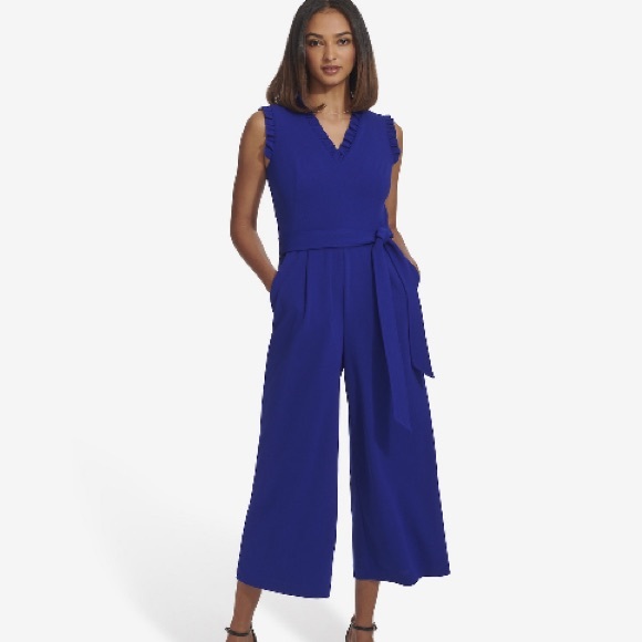 ANDREW MARC Ruffle Jumpsuit in Ultra Marine — NWOT - Picture 1 of 3